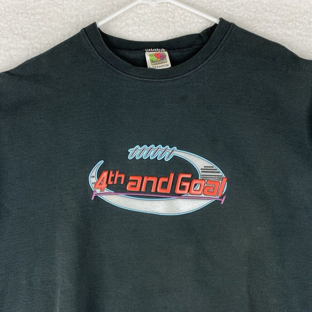 Vintage Football‎ Sweatshirt Size XL Black 90s 4th And Goal Faded Boxy Puff Logo